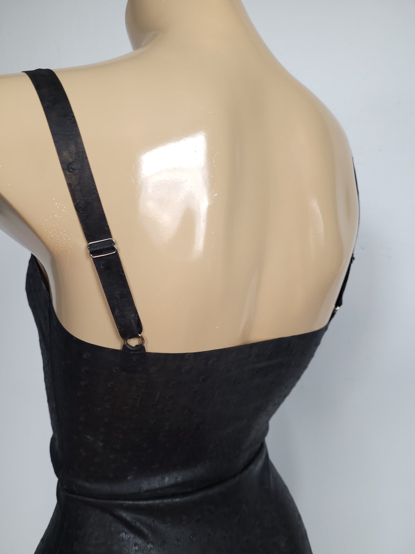 Ostrich Skin Latex Dress - Grey — handcrafted latex by TOX Latex, made to order in Canada, designed as a statement piece for eveningwear and high-fashion