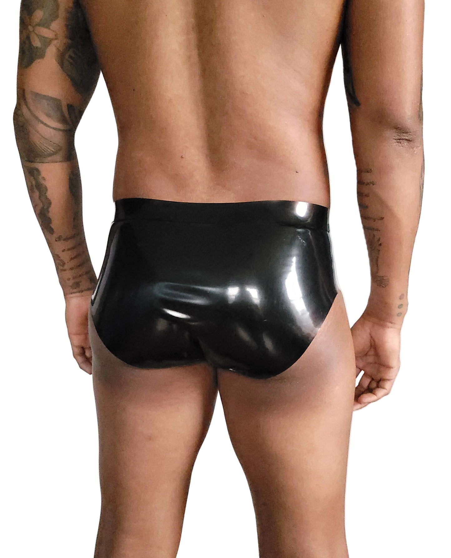 latex brief with zipper — handcrafted latex latex shorts by TOX Latex, made to order in Canada, designed as a statement piece for eveningwear and high-fashion