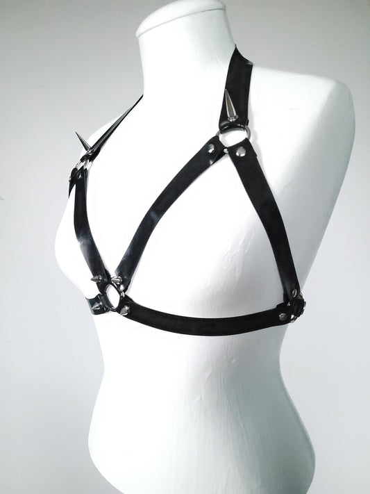 Latex Harness open cup bra