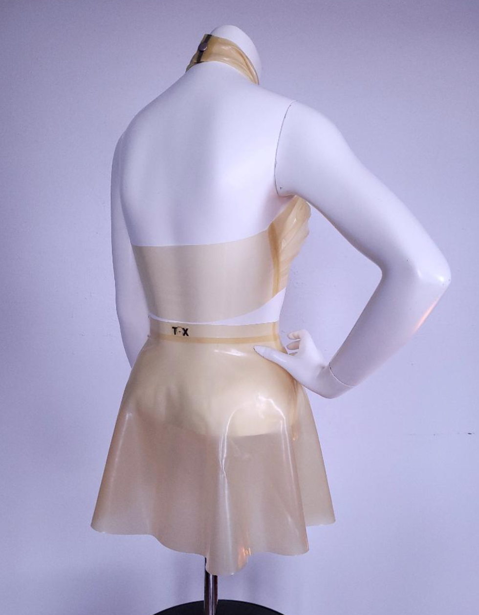 OX Draped Top — handcrafted latex by TOX Latex, made to order in Canada, designed as a statement piece for eveningwear and high-fashion