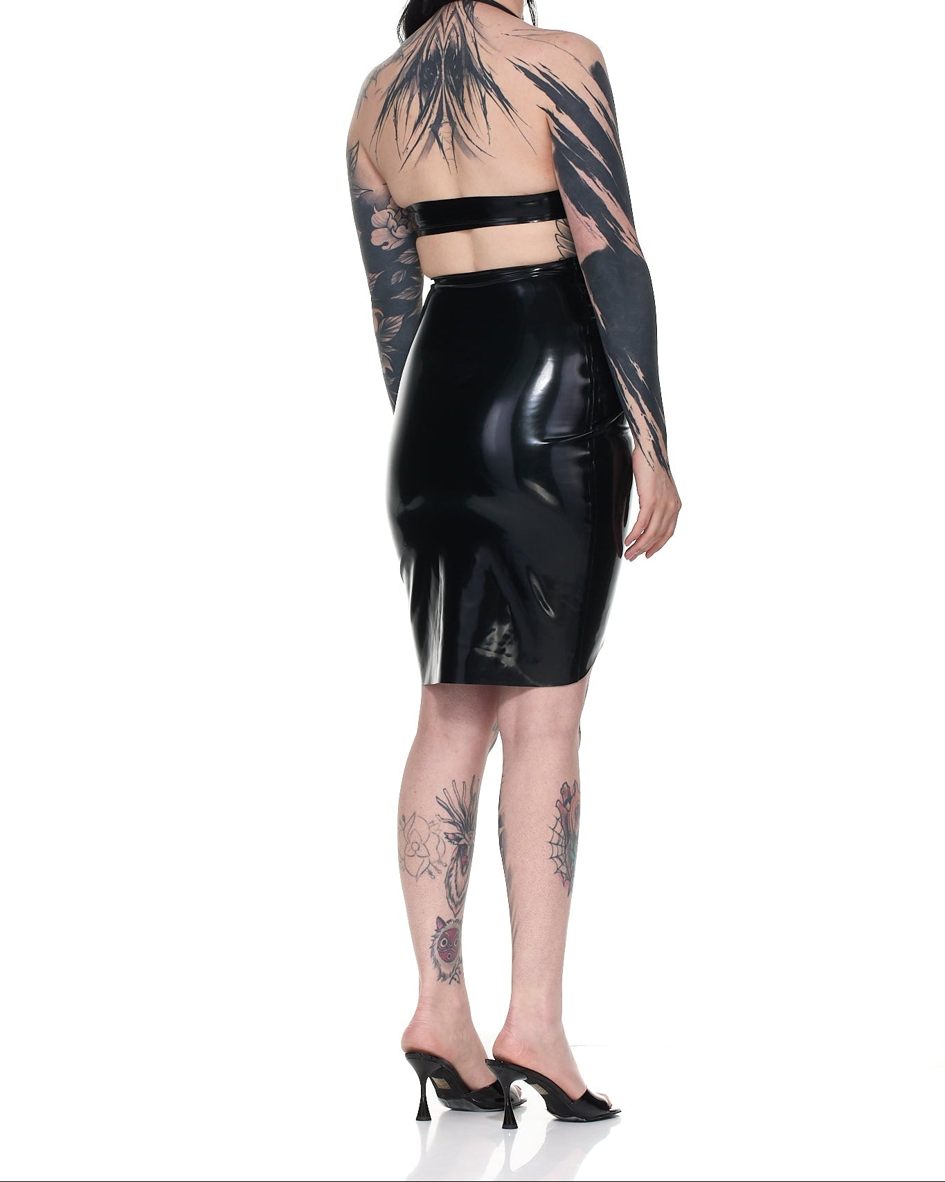 celine draped skirt — handcrafted latex latex skirts by TOX Latex, made to order in Canada, designed as a statement piece for eveningwear and high-fashion