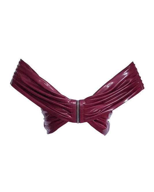 Cross latex top front view — crossed construction latex top handcrafted in Canada