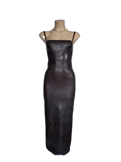 Croco skin Midi Dress  - Transparent Black / Grey