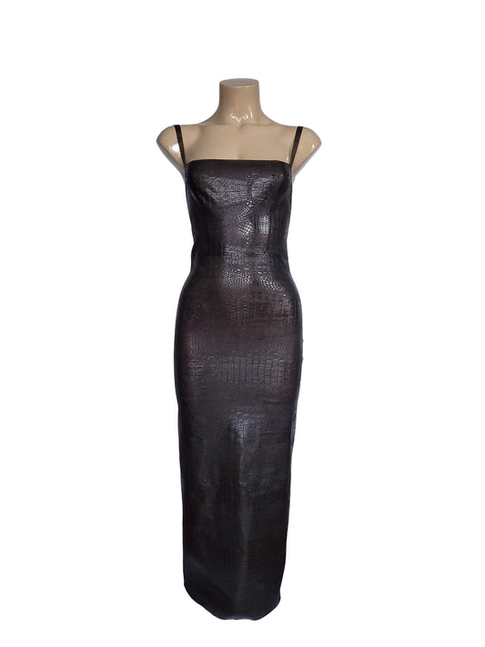 Croco skin Midi Dress  - Transparent Black / Grey
