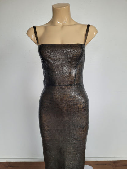 Croco skin Midi Dress  - Transparent Black / Grey
