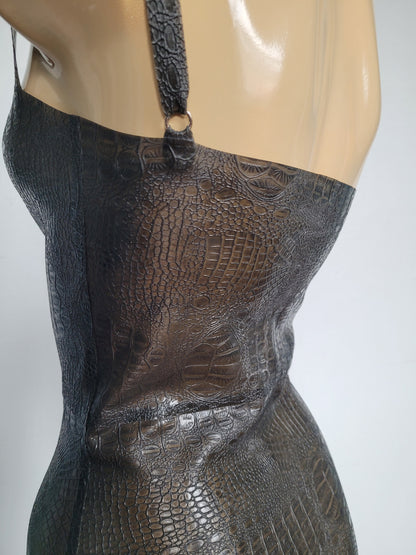 Croco skin Midi Dress  - Transparent Black / Grey