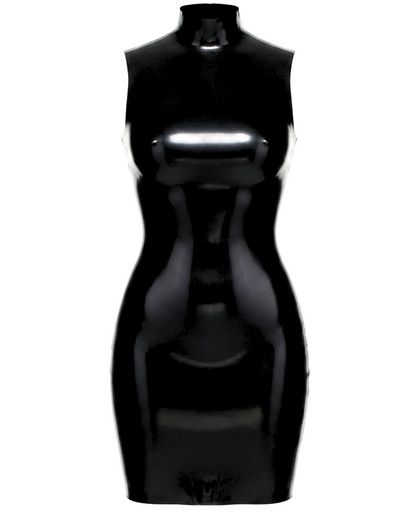 Kelly high neck latex dress — sleeveless structured latex dress by Tox Latex Canada