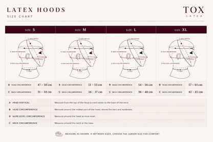 Latex hood size guide — rubber hood sizing by Tox Latex Canada