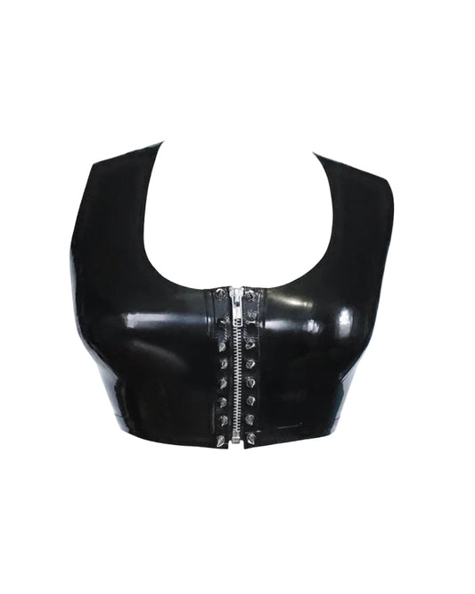 Thorn croc latex top with studs — edgy studded latex crop top by Tox Latex Canada
