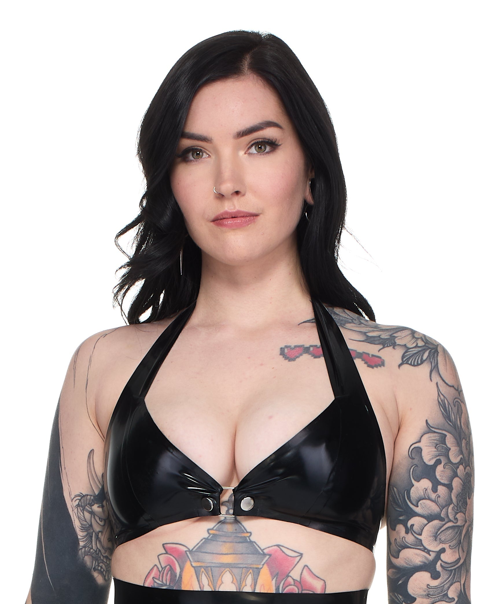 ORing pushup bra front view — minimal O-ring latex bra handcrafted in Canada