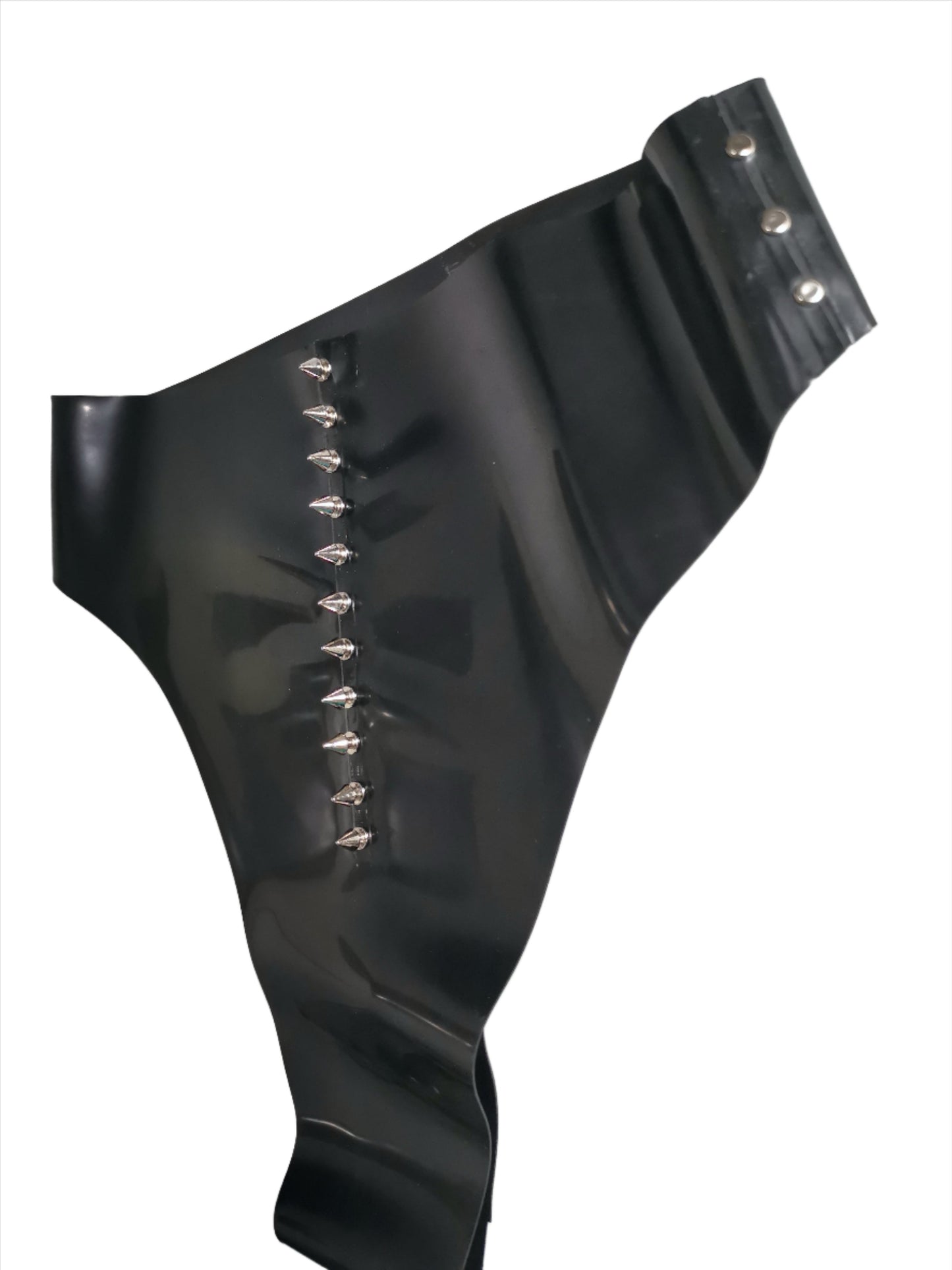 armoured high waist thong — handcrafted latex latex lingerie by TOX Latex, made to order in Canada, designed as a statement piece for eveningwear and high-fashion
