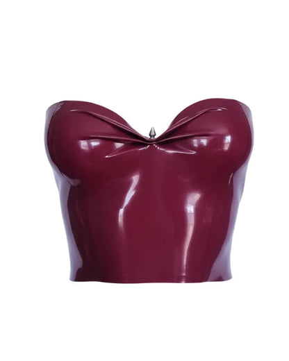 Jenny latex top with front stud — cropped latex top by Tox Latex Canada