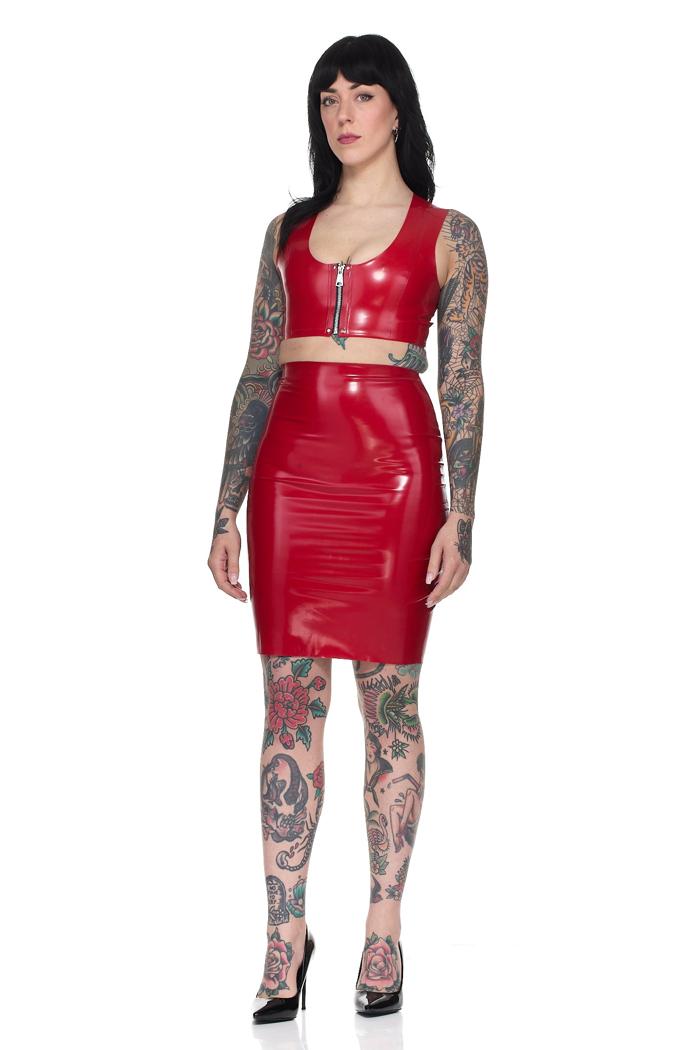 Latex Zipper Croc Top