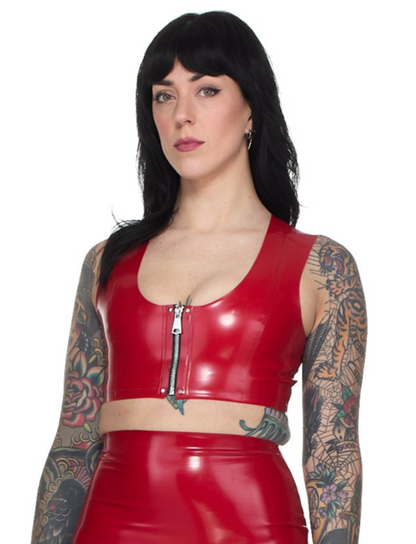 Latex Zipper Croc Top