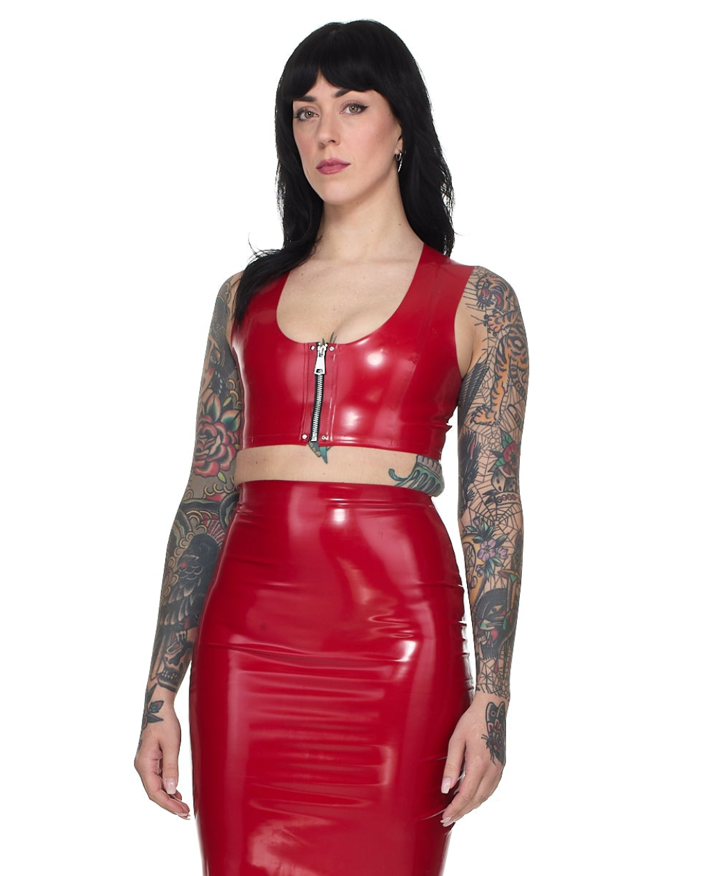 zipper ucroc — handcrafted latex latex tops by TOX Latex, made to order in Canada, designed as a statement piece for eveningwear and high-fashion