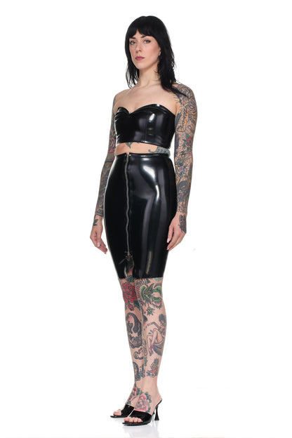 latex skirt with zipper 