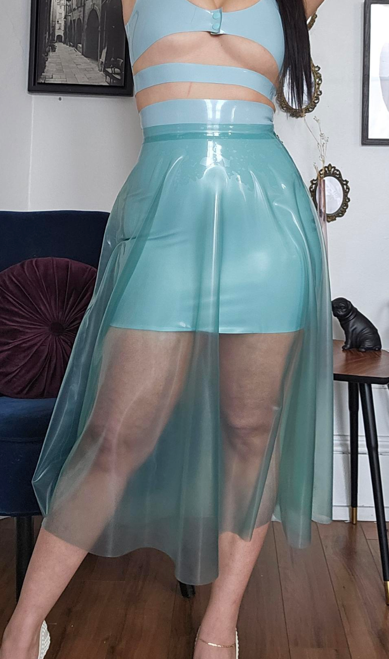 Flared Midi Skirt — handcrafted latex by TOX Latex, made to order in Canada, designed as a statement piece for eveningwear and high-fashion