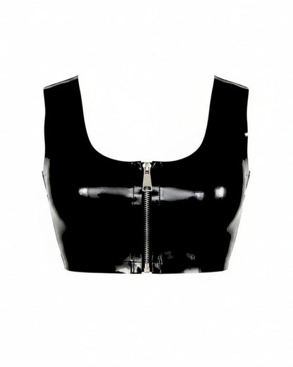 Zipper UCroc latex top — cropped front zipper latex top by Tox Latex Canada