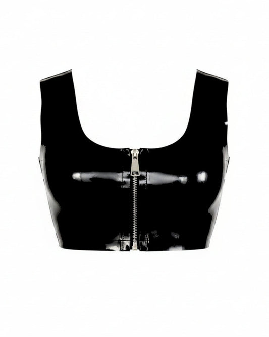 Zipper UCroc latex top — cropped front zipper latex top by Tox Latex Canada