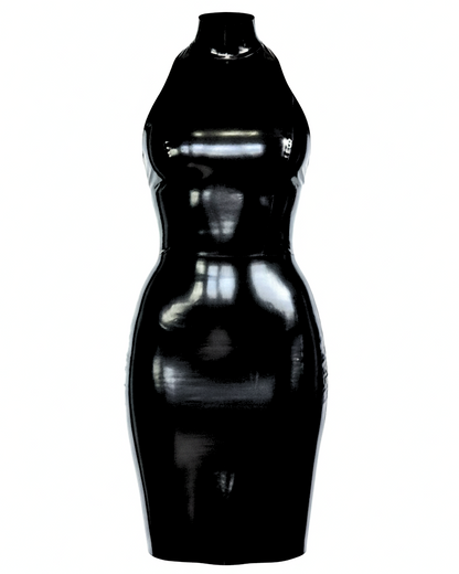 Heather open back latex dress — best seller halter latex dress by Tox Latex Canada