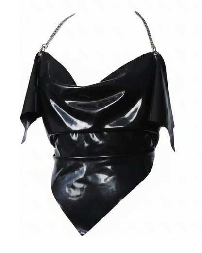Heart latex top with silver chain — one size adjustable latex top by Tox Latex Canada