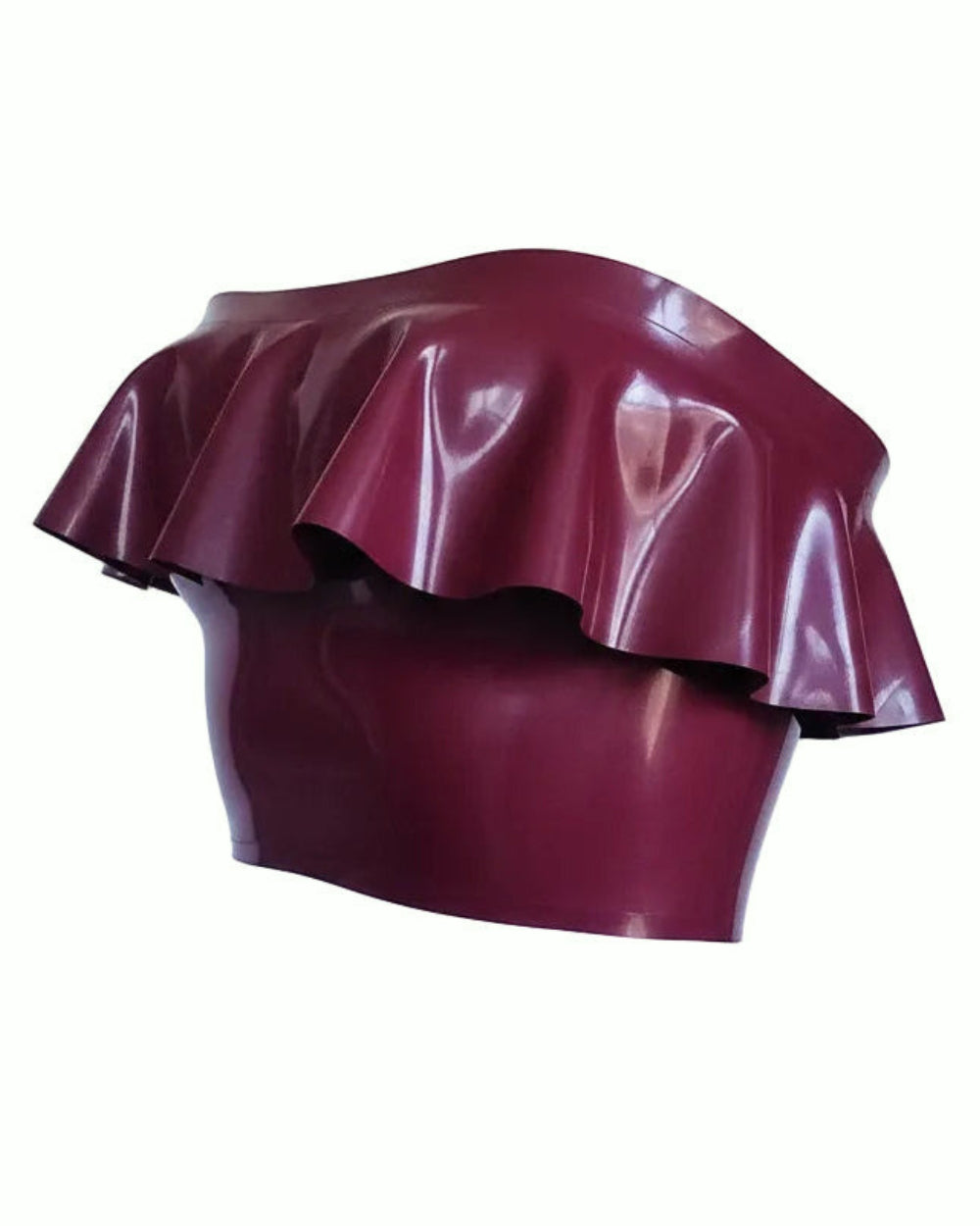 frilly top — handcrafted latex latex underwear by TOX Latex, made to order in Canada, designed as a statement piece for eveningwear and high-fashion