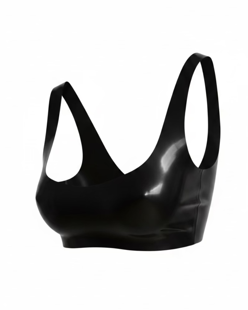 Tank latex top front view — cropped 0.4mm latex top handcrafted in Canada