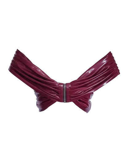 Cross latex top front view — crossed construction latex top handcrafted in Canada