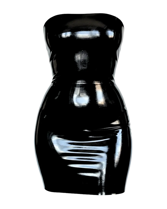 Tube latex dress in black — seamless no zipper latex dress by Tox Latex Canada