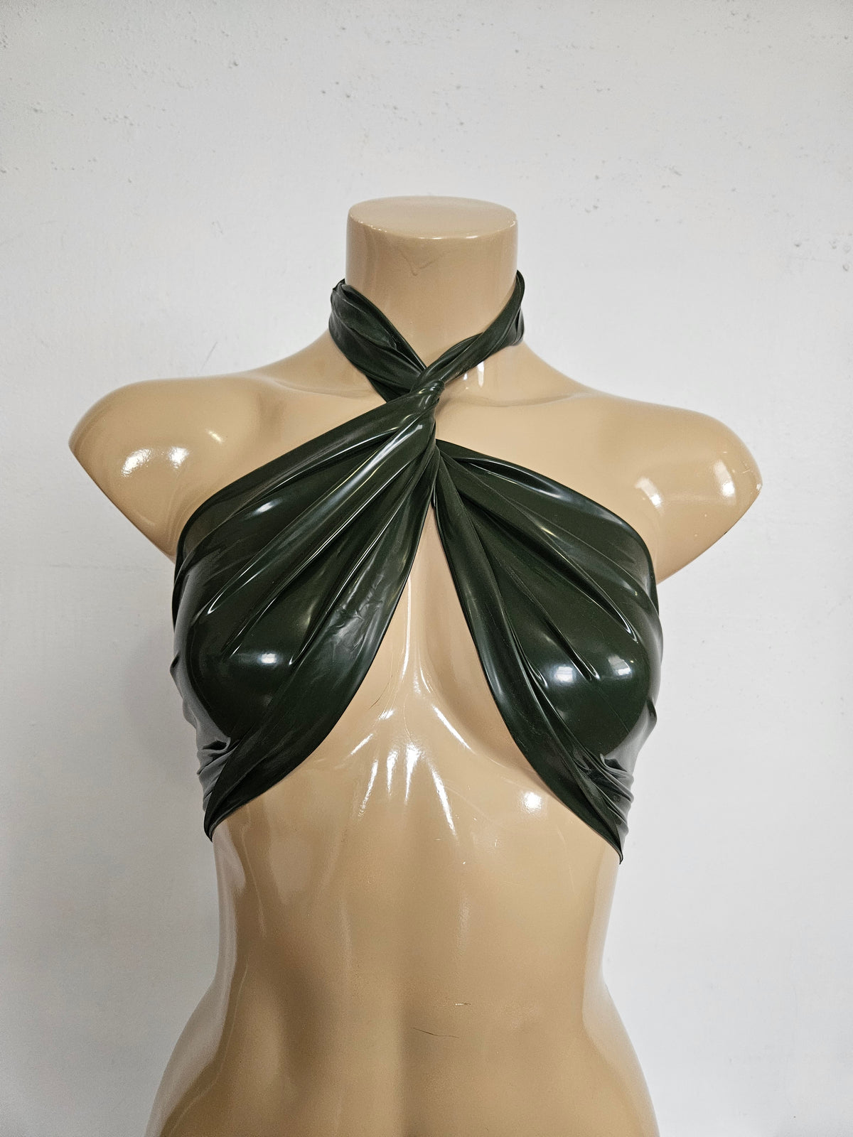 ox top - olive green - xs — handcrafted latex latex dresses by TOX Latex, made to order in Canada, designed as a statement piece for eveningwear and high-fashion