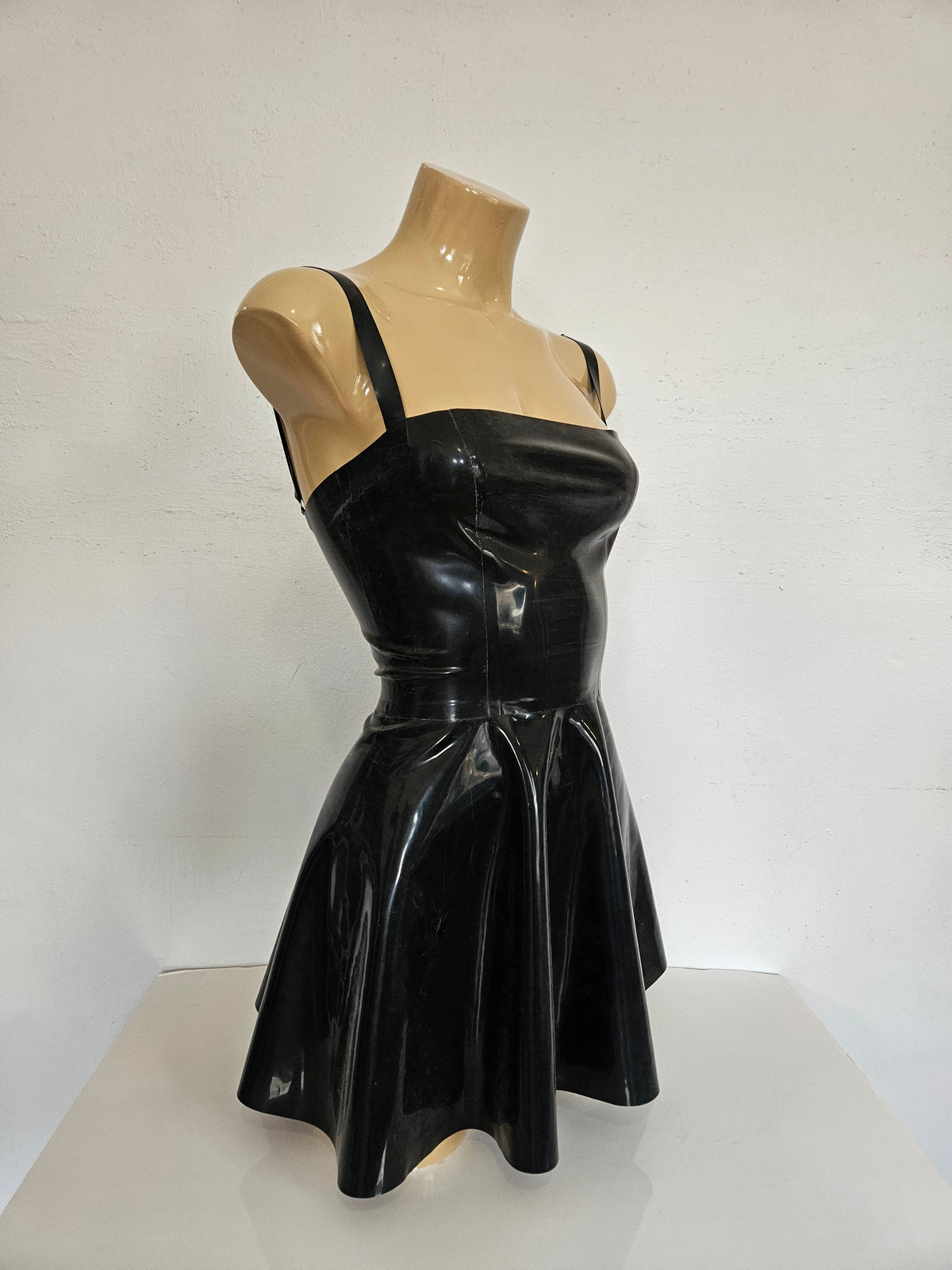 black dress with straps - s size — handcrafted latex late dresses by TOX Latex, made to order in Canada, designed as a statement piece for eveningwear and high-fashion