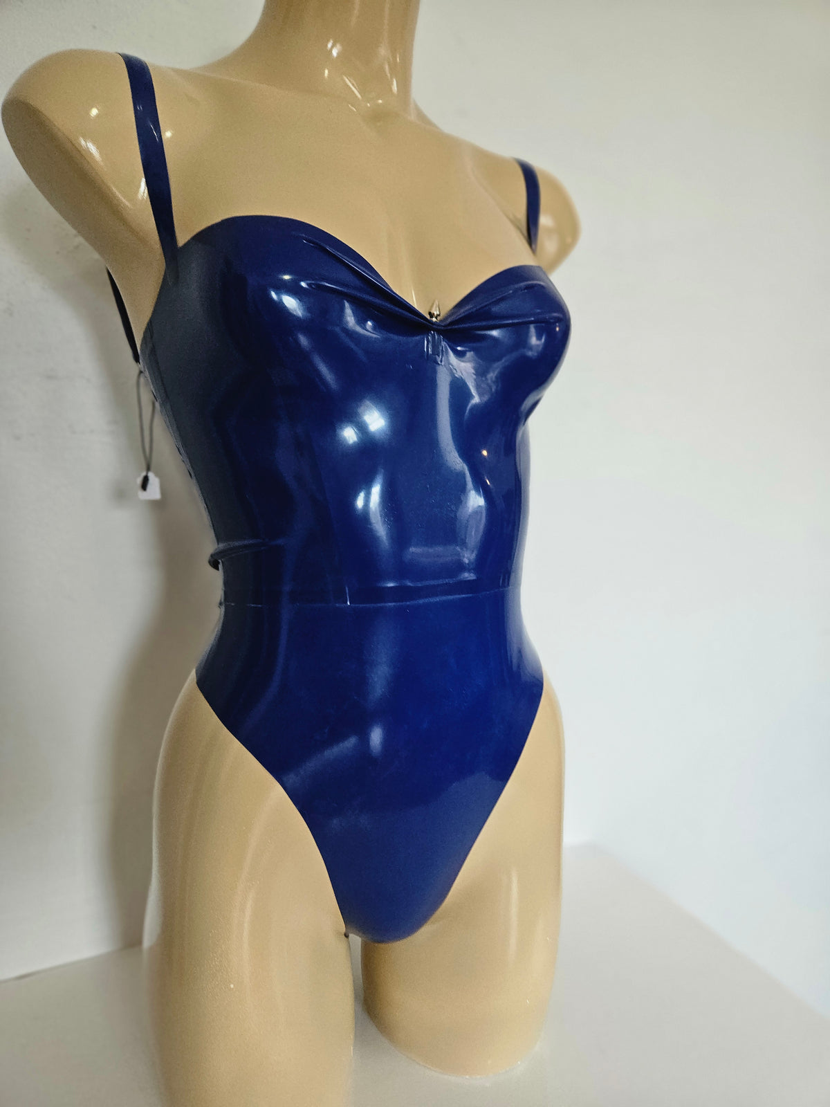 ally bodysuit - blue - size s — handcrafted latex latex bodysuit by TOX Latex, made to order in Canada, designed as a statement piece for eveningwear and high-fashion