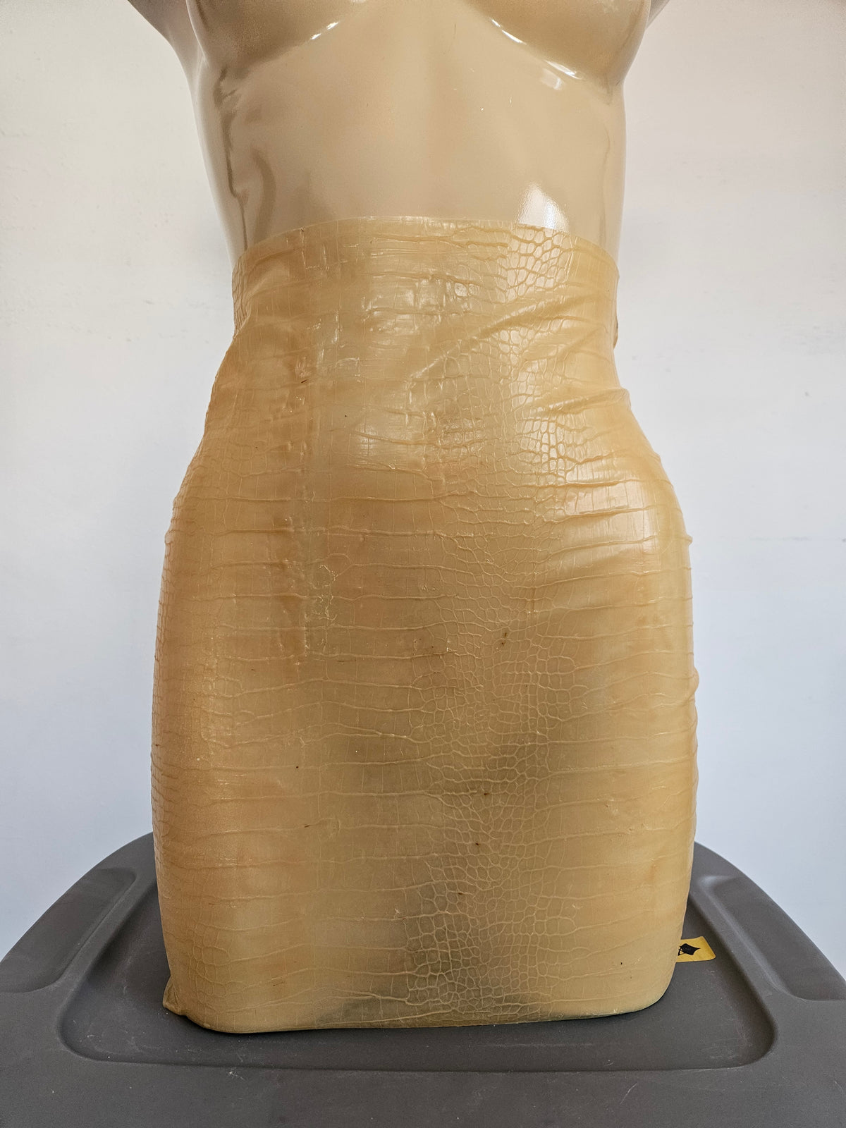 mini croco skin  - t natural - s / m — handcrafted latex latex skirts by TOX Latex, made to order in Canada, designed as a statement piece for eveningwear and high-fashion