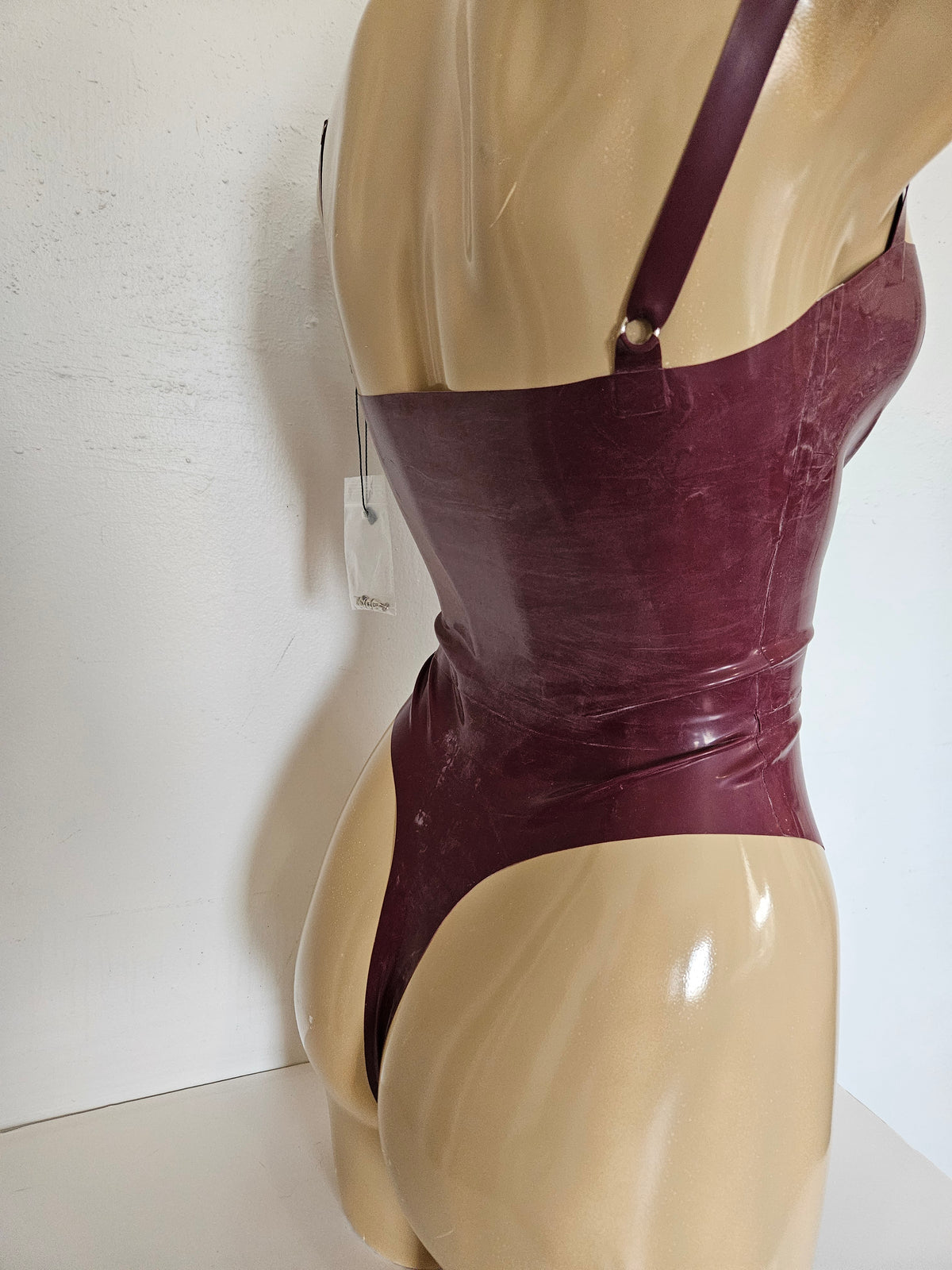 ally bodysuit - plum - size s — handcrafted latex latex bodysuit by TOX Latex, made to order in Canada, designed as a statement piece for eveningwear and high-fashion