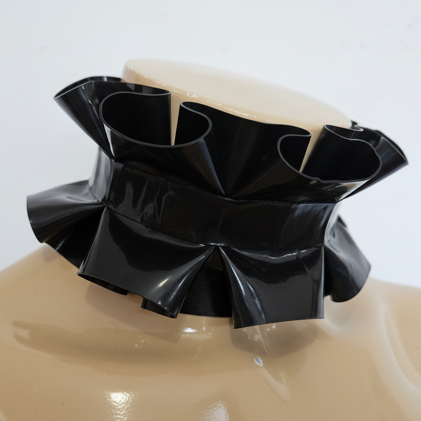 plated ruffles collar - heavy rubber - — handcrafted latex latex accessories by TOX Latex, made to order in Canada, designed as a statement piece for eveningwear and high-fashion