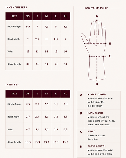 Latex short gloves size guide — short latex gloves sizing by Tox Latex Canada