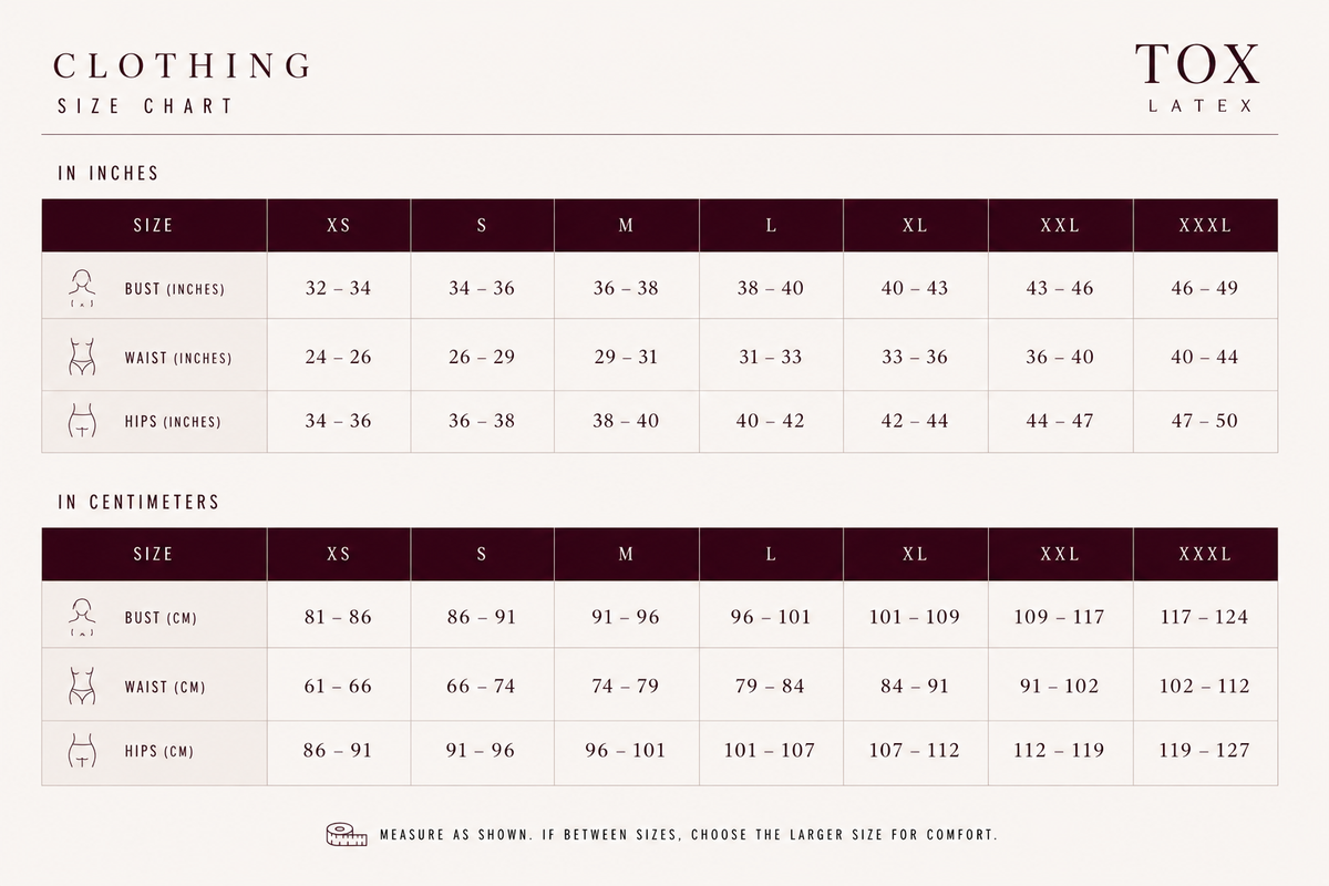 Tox Chart FIND YOUR FIT - CHART SIZE – Tox Latex
